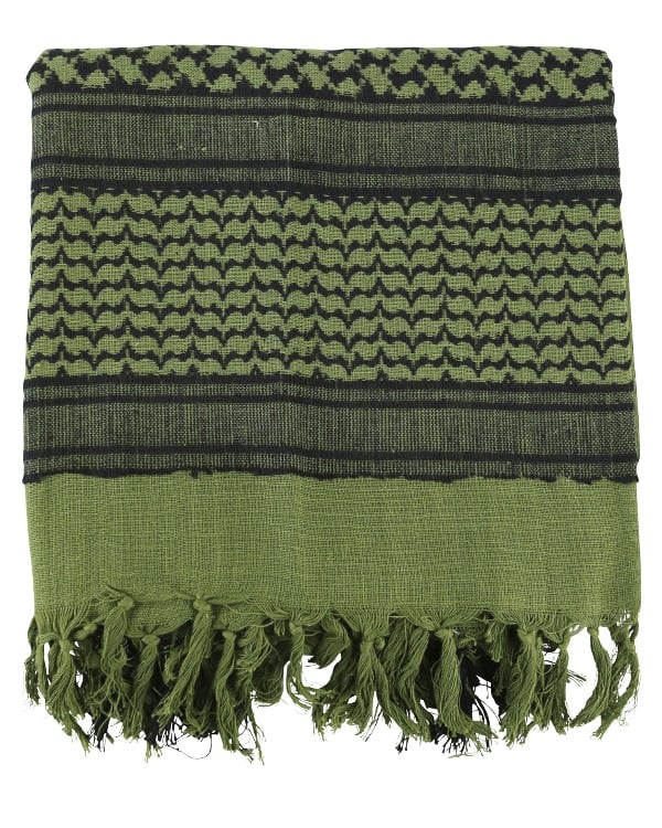 Green & Black Shemagh Headscarf - Military Cotton Desert Scarf