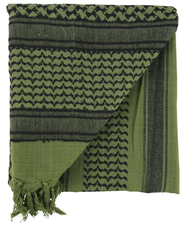 Green & Black Shemagh Headscarf - Military Cotton Desert Scarf