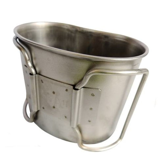 Dutch Army Stainless Steel Mug - Folding Handle Military Camping Cup