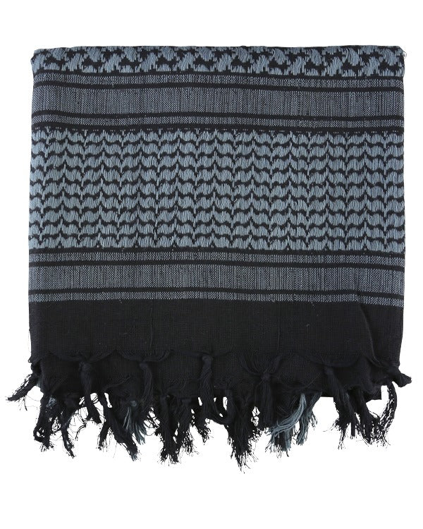 Grey & Black Shemagh Headscarf - Military Cotton Desert Scarf