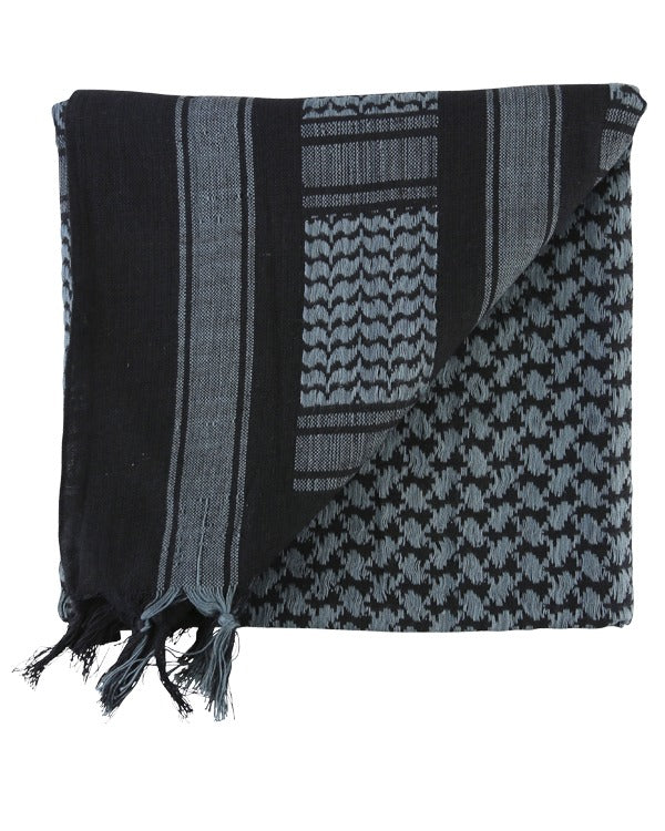 Grey & Black Shemagh Headscarf - Military Cotton Desert Scarf
