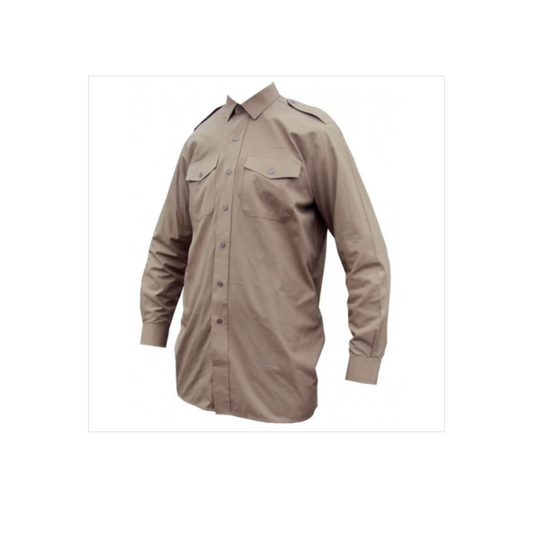 British Army No.2 Dress Shirt – Khaki Brown Long Sleeve